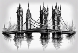 a bridge linking the top floor of two towers together tattoo idea