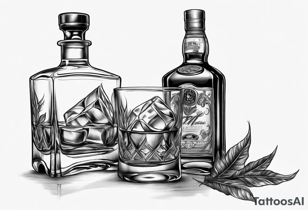 whiskey glass and a blunt smoke tattoo idea