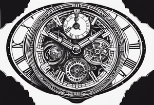 A mechanical clock with internal gears set for 4:00am. The brand of clock says Lincoln and the date is Apr 8 tattoo idea