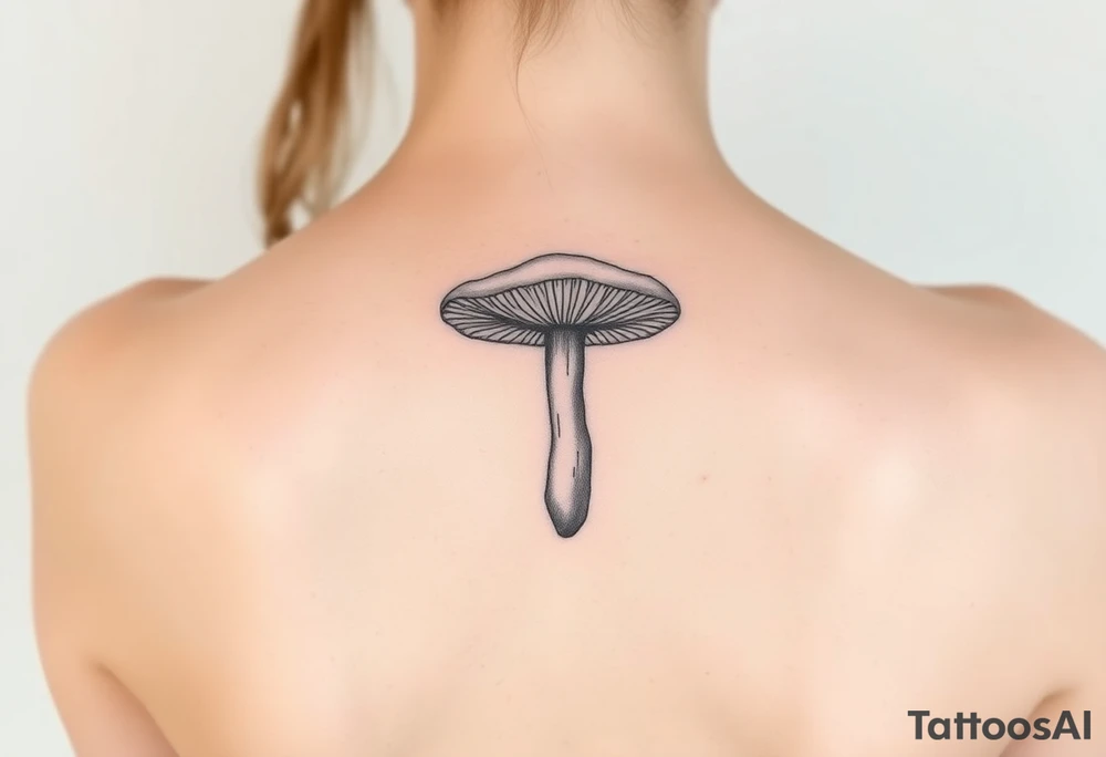 Simple black and white drawing of Tremella fuciformis mushroom tattoo idea
