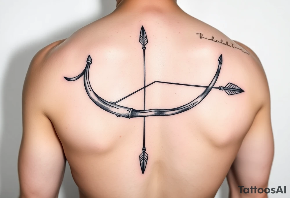 Large bow and arrow on whole arm tattoo idea