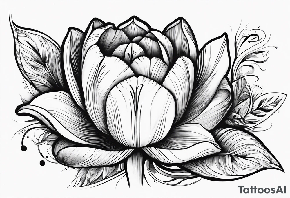 Tulip flower with
 music note on the step tattoo idea