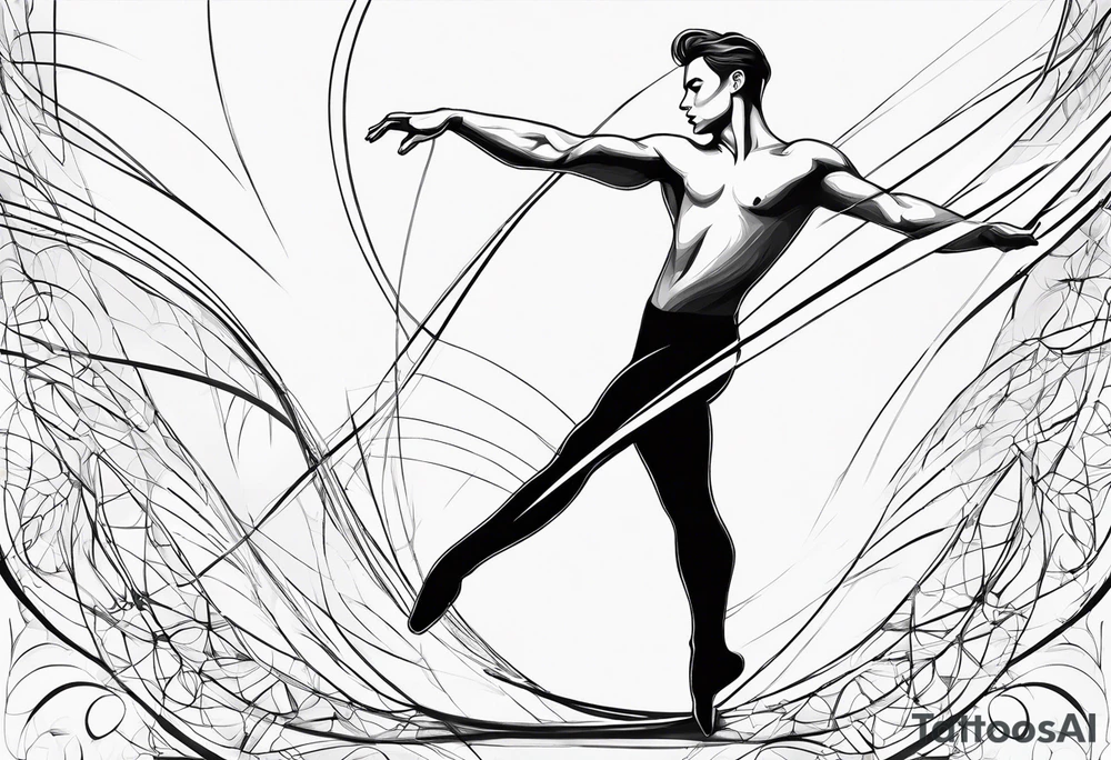 male ballet dancer fine line minimal tattoo idea