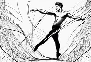 male ballet dancer fine line minimal tattoo idea