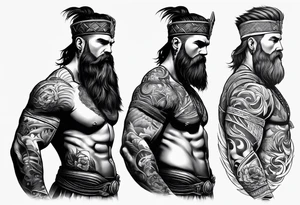 Scottish highland warrior sleeve tattoo idea