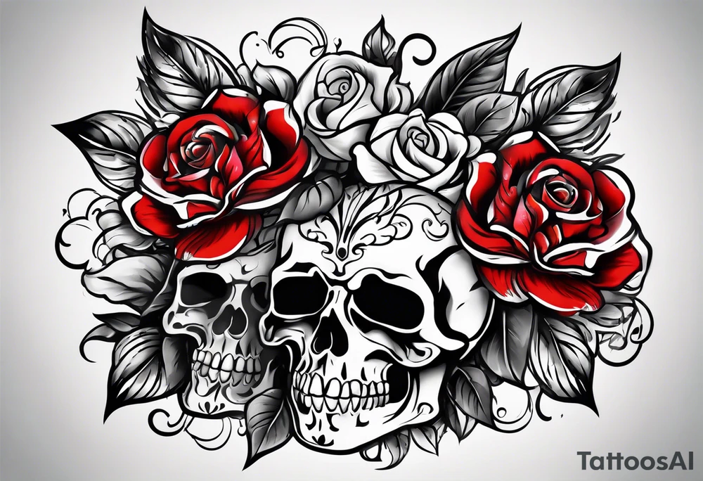 neck tattoo stencil about pain and struggle in new school or polka trash style with flowers and/or skulls tattoo idea