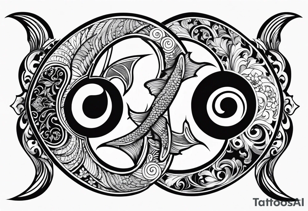 a coi fish as a ying yang symbol tattoo idea