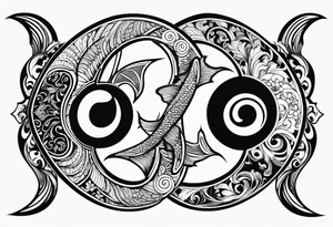 a coi fish as a ying yang symbol tattoo idea