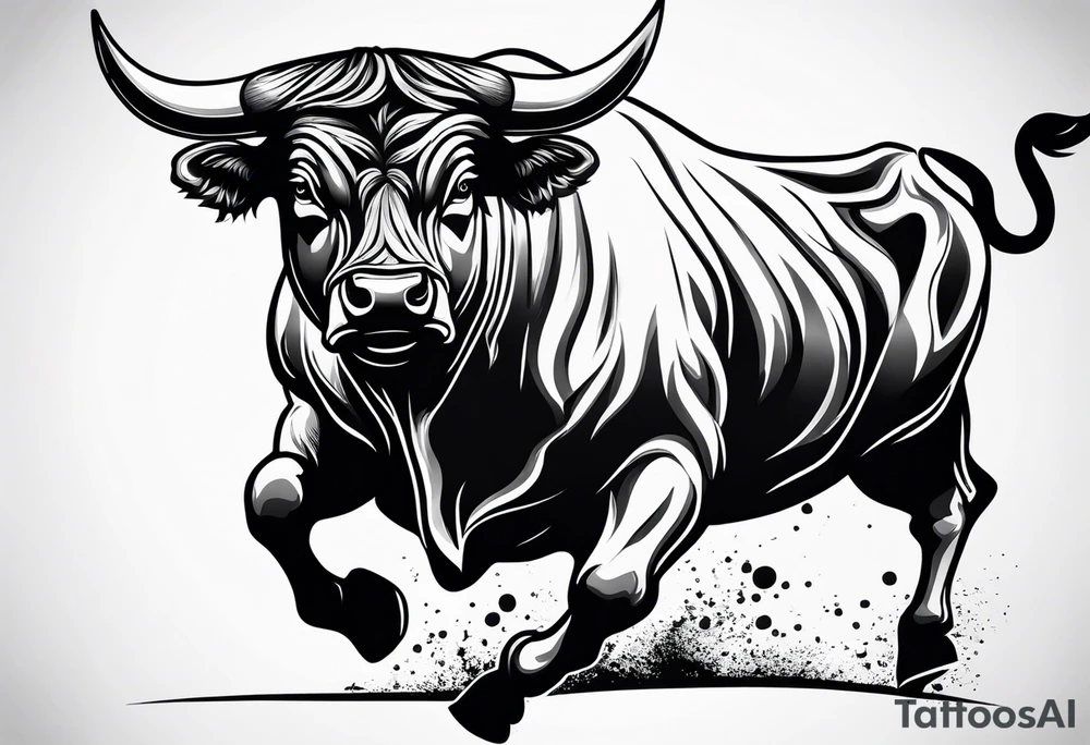 Aggressive bull running tattoo idea
