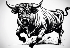 Aggressive bull running tattoo idea