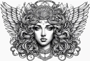 angel wings medusa tattoo idea