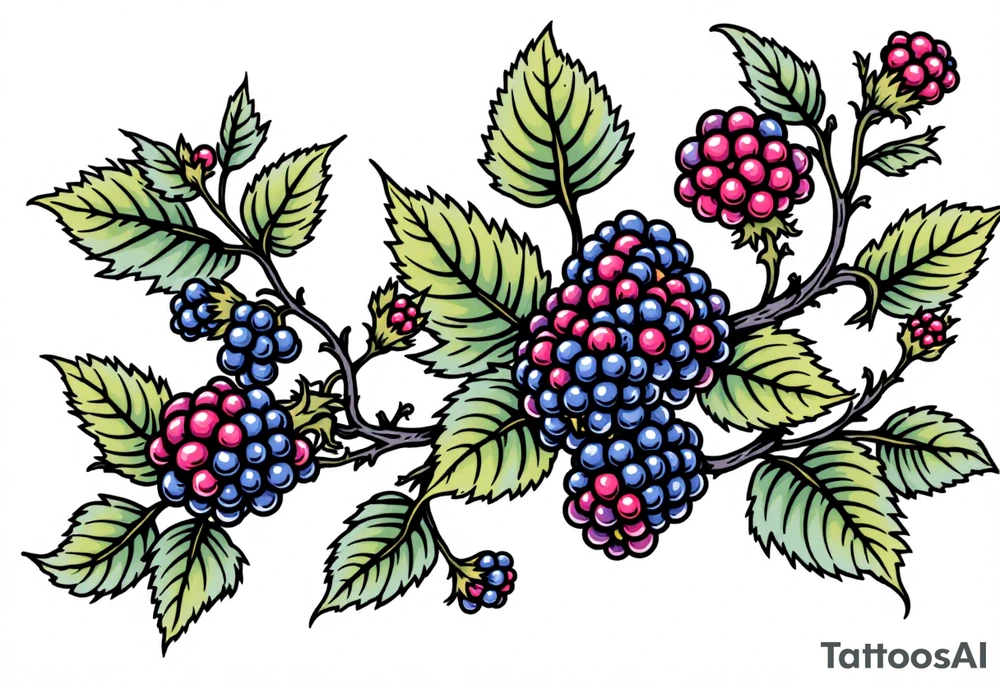 American traditional style Blackberry vine in a line tattoo idea