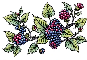American traditional style Blackberry vine in a line tattoo idea