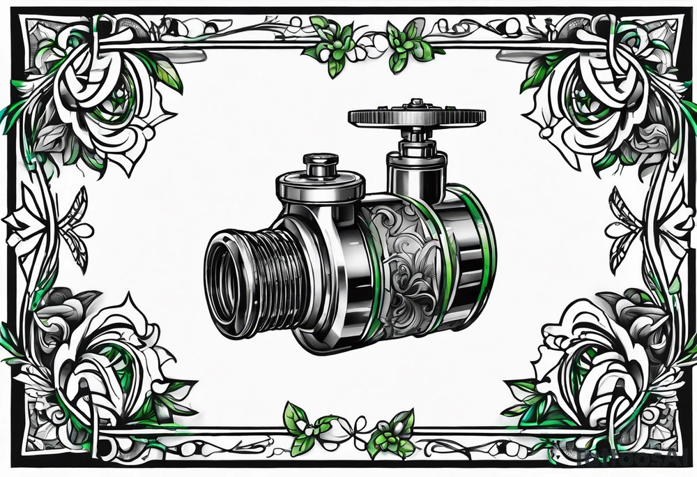 Automatic lawn sprinkler with green grass tattoo idea
