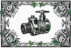 Automatic lawn sprinkler with green grass tattoo idea