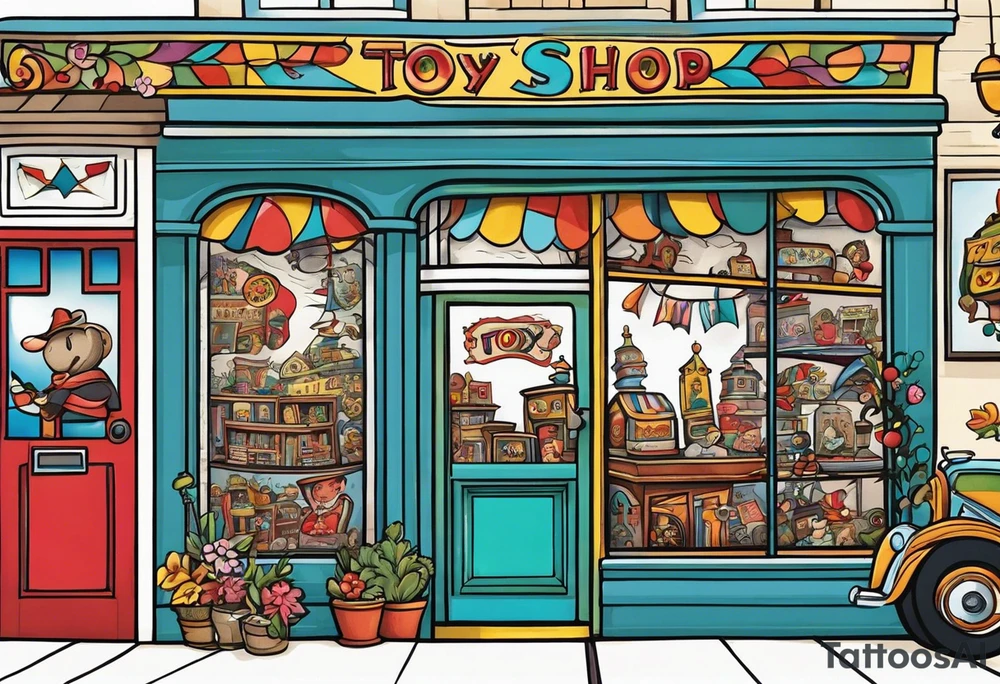 antique toy shop tattoo idea