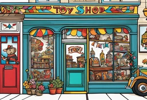 antique toy shop tattoo idea