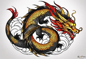 I want a dragon tattoo In gold and black for the story of koi fish tattoo tattoo idea