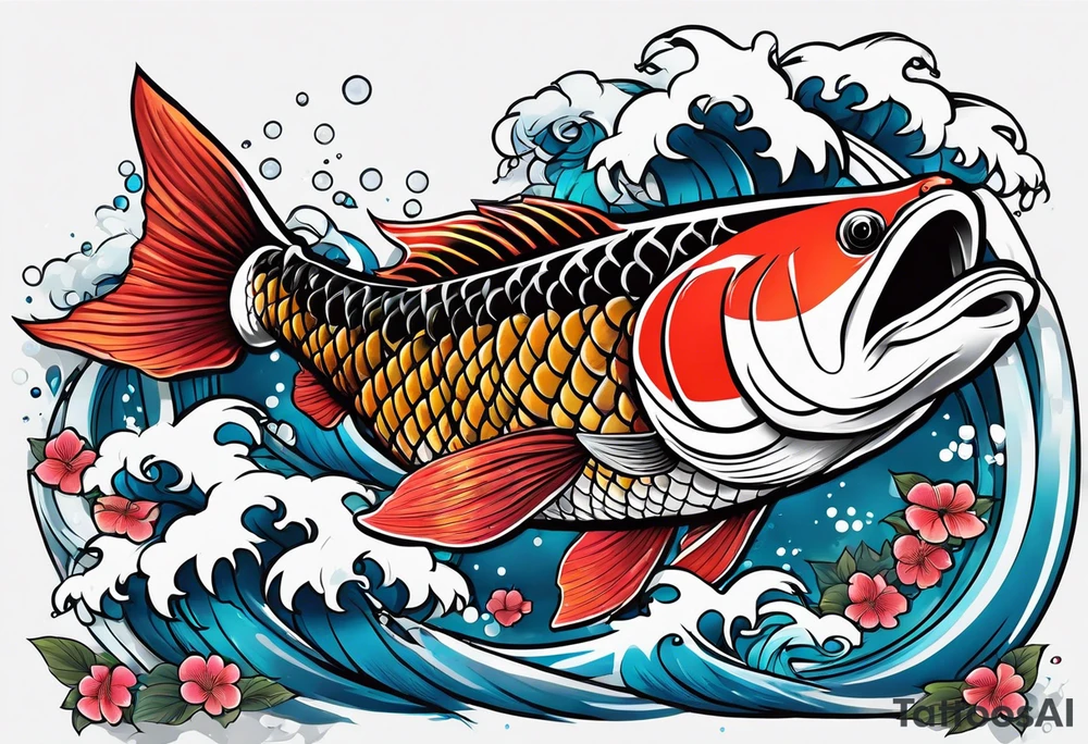 Japanese carp with Japan words tattoo idea