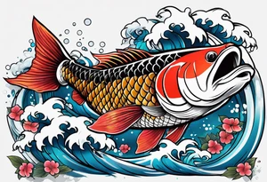 Japanese carp with Japan words tattoo idea