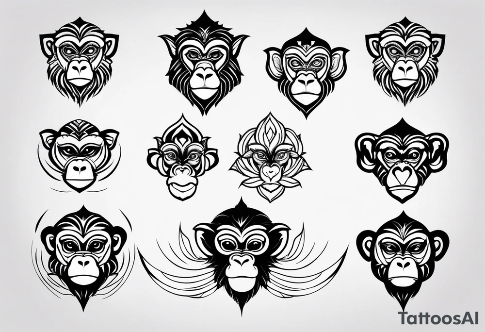 Variety monkey face flash sheet tattoo idea