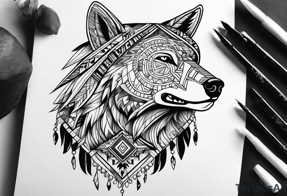 Cree tribe inspired tattoo with a bear a cayote tattoo idea