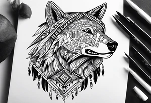 Cree tribe inspired tattoo with a bear a cayote tattoo idea