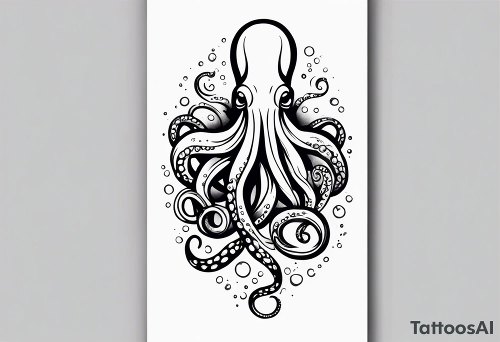Octopus in sea view upper arm full sleeve tattoo idea
