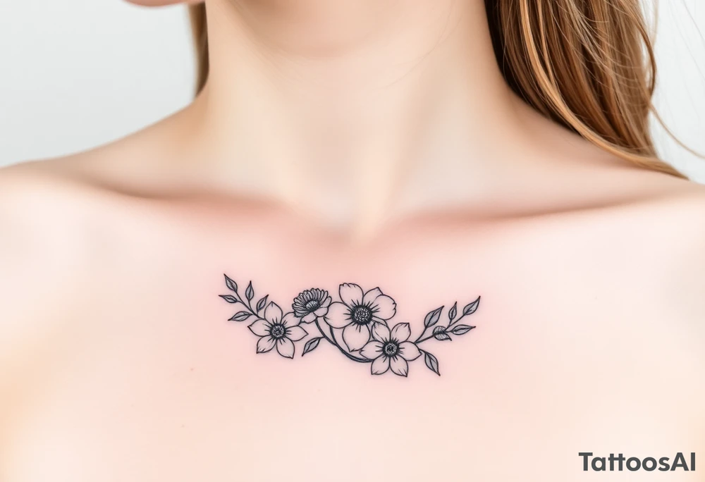 Waves, summer, flowers, family flowers tattoo idea