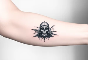Tattoo for the top side of the forearm, black and gray, flash, hacker computer tech tattoo idea