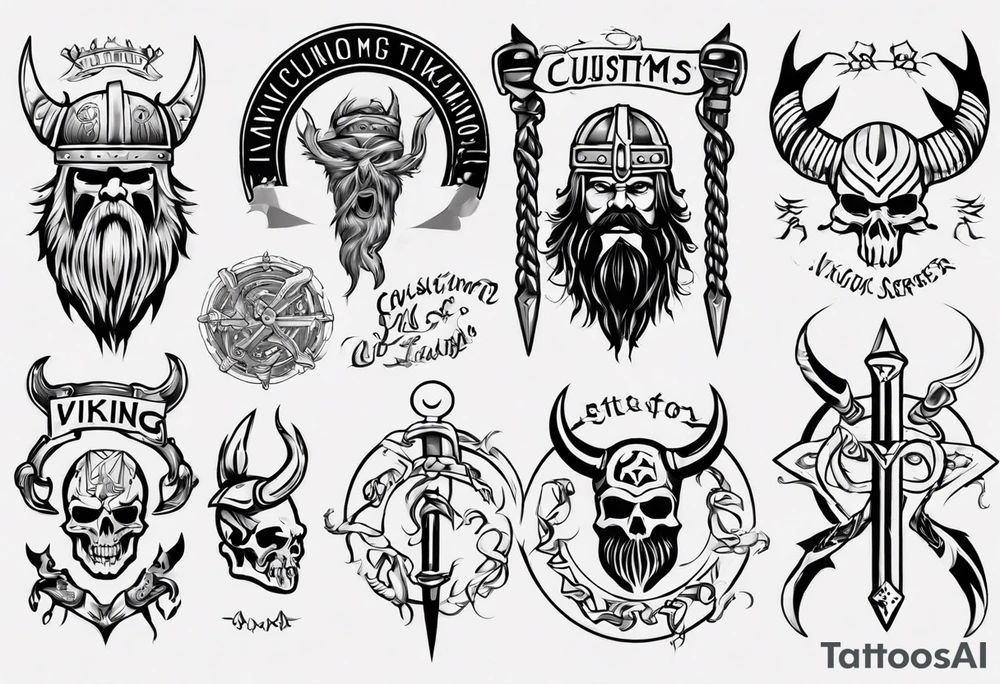 Tattoo banner
 saying “Viking Customs” tattoo idea