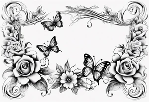 Flower and butterflies which will wrap around ankle horizontally which is larger in the centre tattoo idea