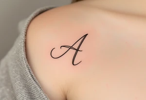 A looping handwritten "A" in chocolate brown with light beige highlights. tattoo idea