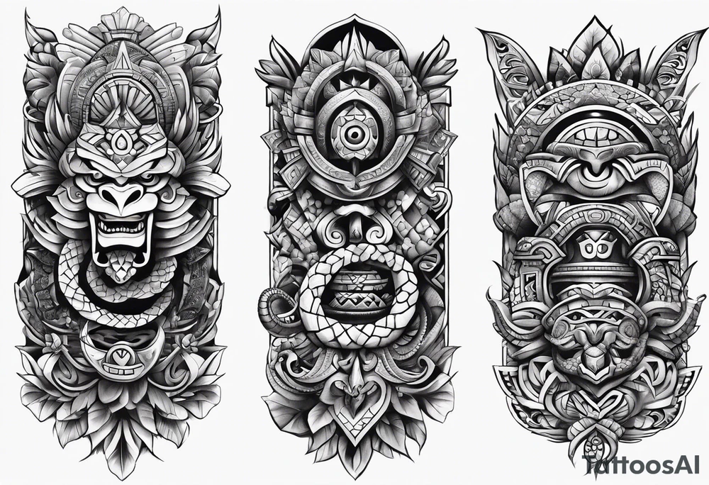 aztec snake sleeve tattoo idea