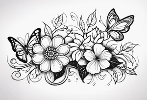 flower, vines, and butterflies on arm tattoo idea