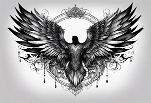 half angel half death wings open tattoo idea
