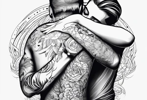 outline of people hugging tattoo idea