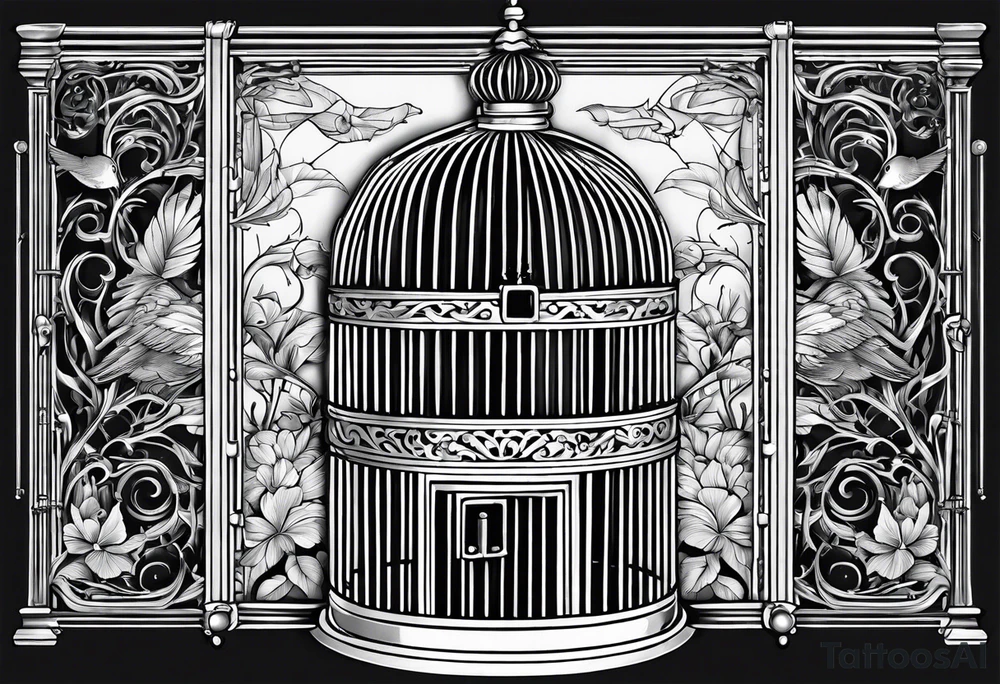Empty bird cage door open tattoo idea