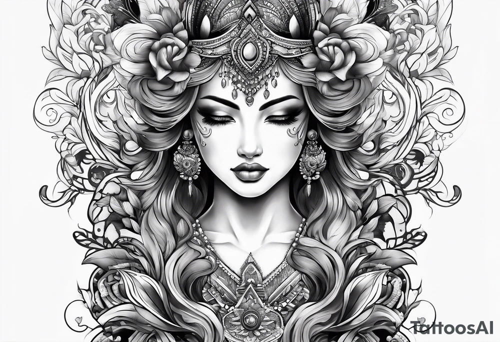spiritual arm sleeve tattoo idea