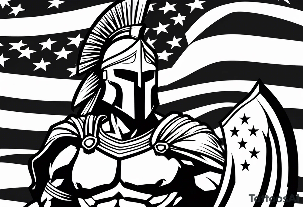 Spartan with American flag tattoo idea