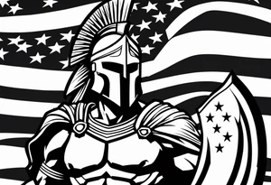 Spartan with American flag tattoo idea