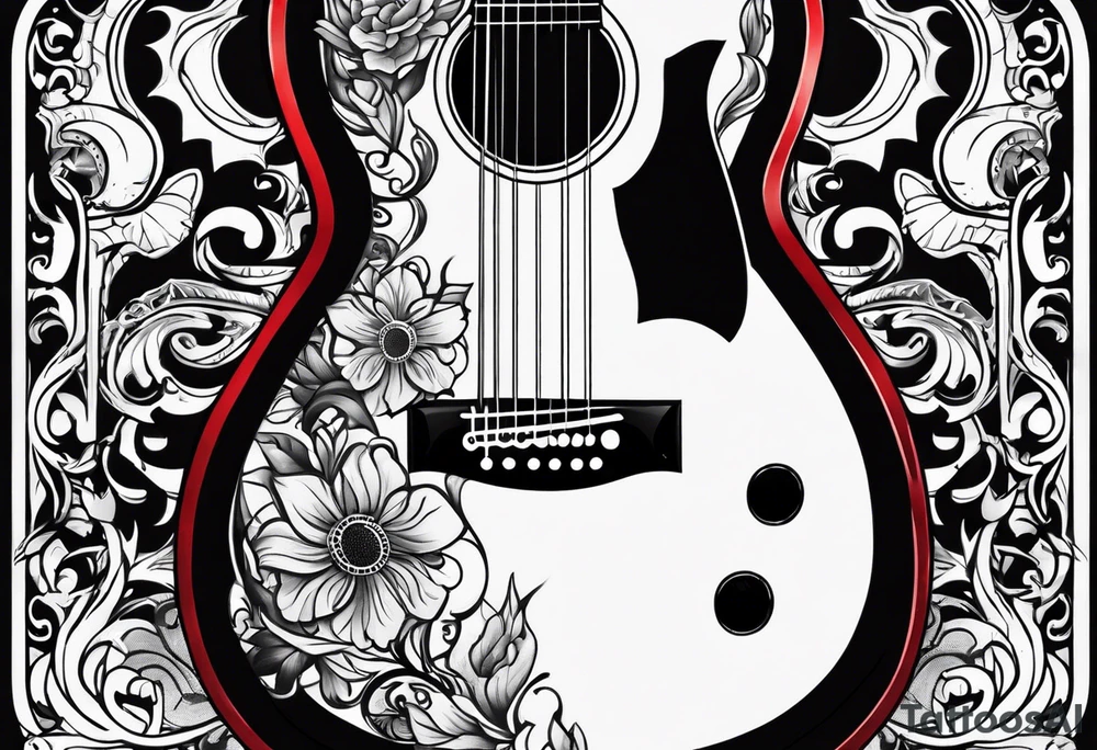 Acoustic guitar design tattoo idea