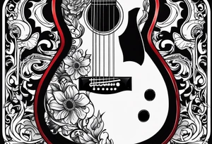 Acoustic guitar design tattoo idea