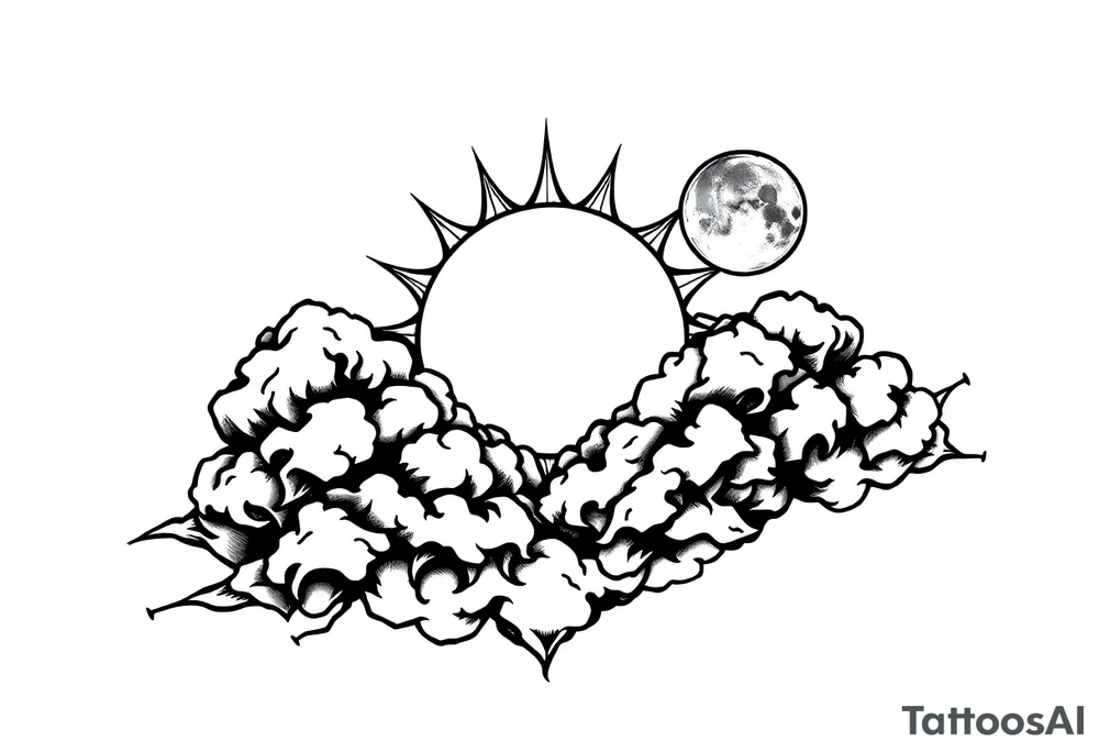 The clouds, the sun, and the moon tattoo idea