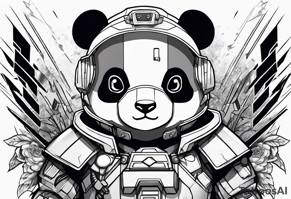 Panda dressed as a gundam tattoo idea