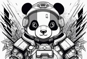 Panda dressed as a gundam tattoo idea