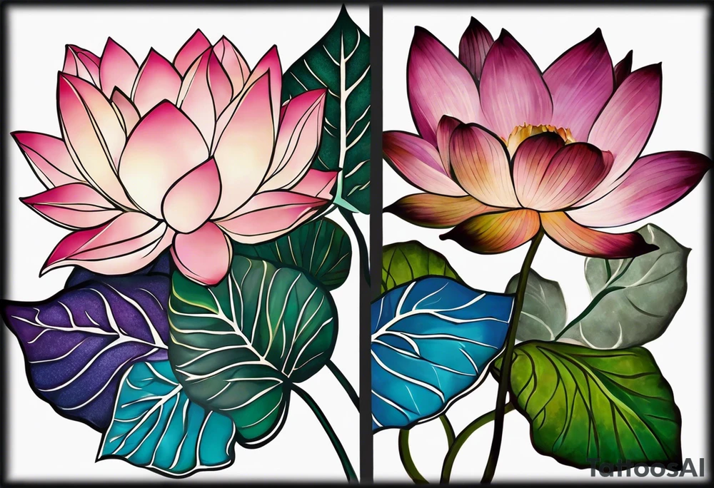 Make a strong looking combination of a lotus flower, stone, a science helix and a Greek delta that will take up the upper left portion of my back. you will in addition to the lotus’s leaves a rocky area to symbolize strength, a helix to symbolize resiliency and a Greek delta to symbolize transformation. The tattoo should overall represent resiliency and strength and present a strong, firm foundation that displays strength in the face of trauma. Make sure to also be able to identify the rock, the helix and the delta symbol separately and not mixed together as each element is important tattoo idea