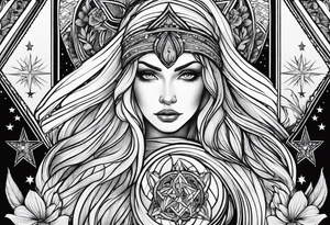 tarot card star with Aquarius feeling tattoo idea