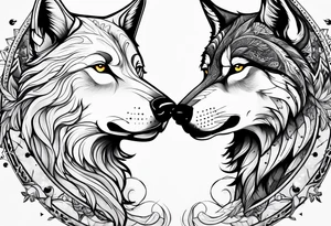Constellation, two animal wolf tattoo idea