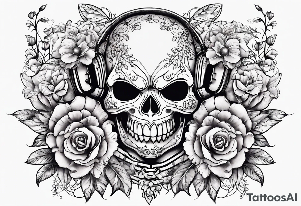 Stitch with flowers around him tattoo idea